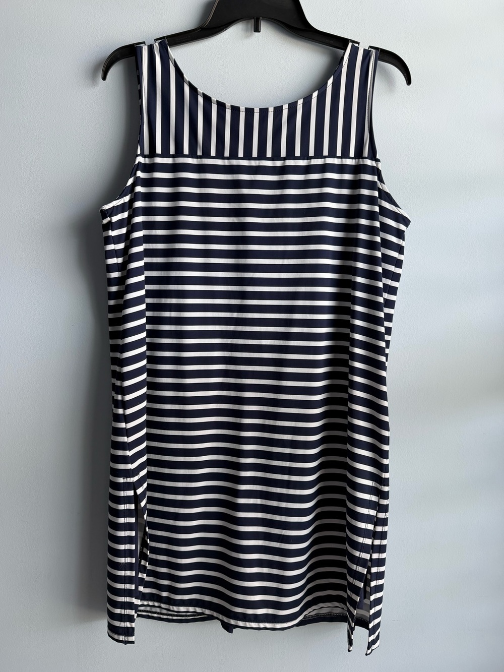 Tommy Bahama Women’s Coastline Blue & White Stripe High-Neck Beach Romper Large